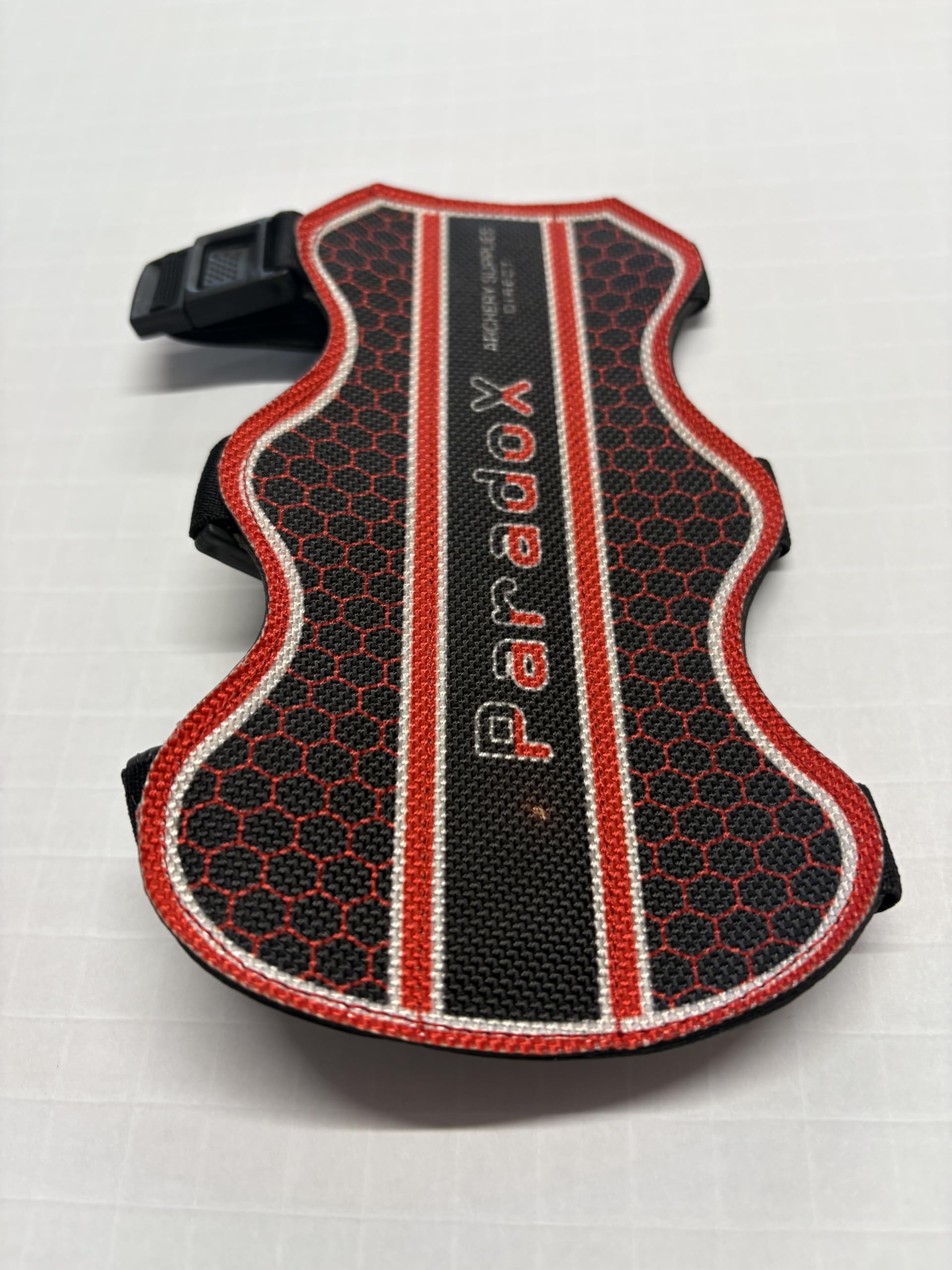 ASD Archery Arm Guard. Single, 3 strap. RED. 18cm x 8cm