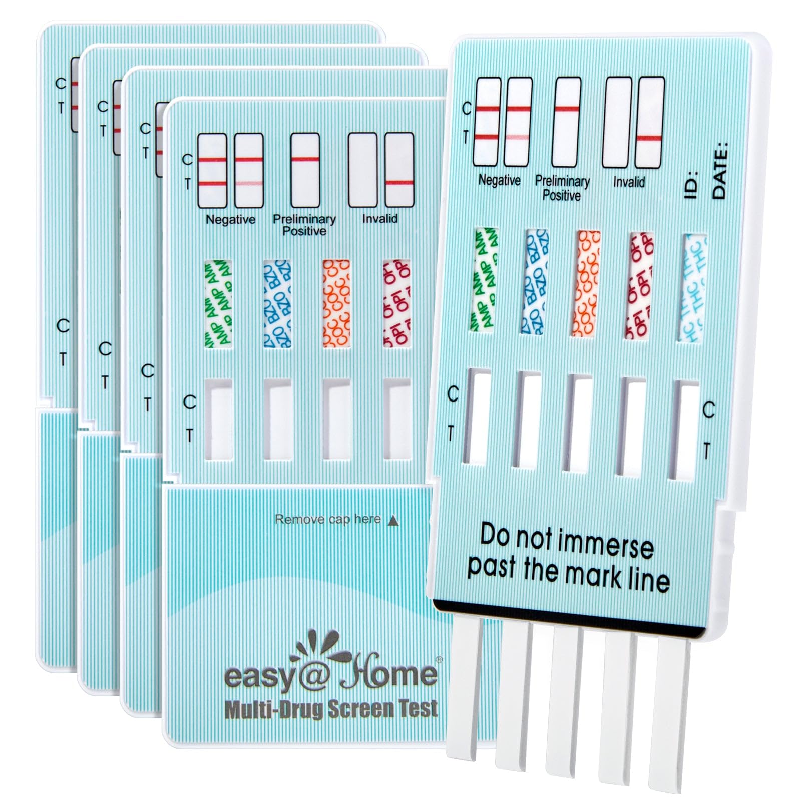5 x Drug Test Kits Easy@Home 5 Panel Instant- Testing Marijuana (THC), COC, Opiate 2000, AMP, BZO - Urine Dip Drug Testing - #EDOAP-754 — image 1