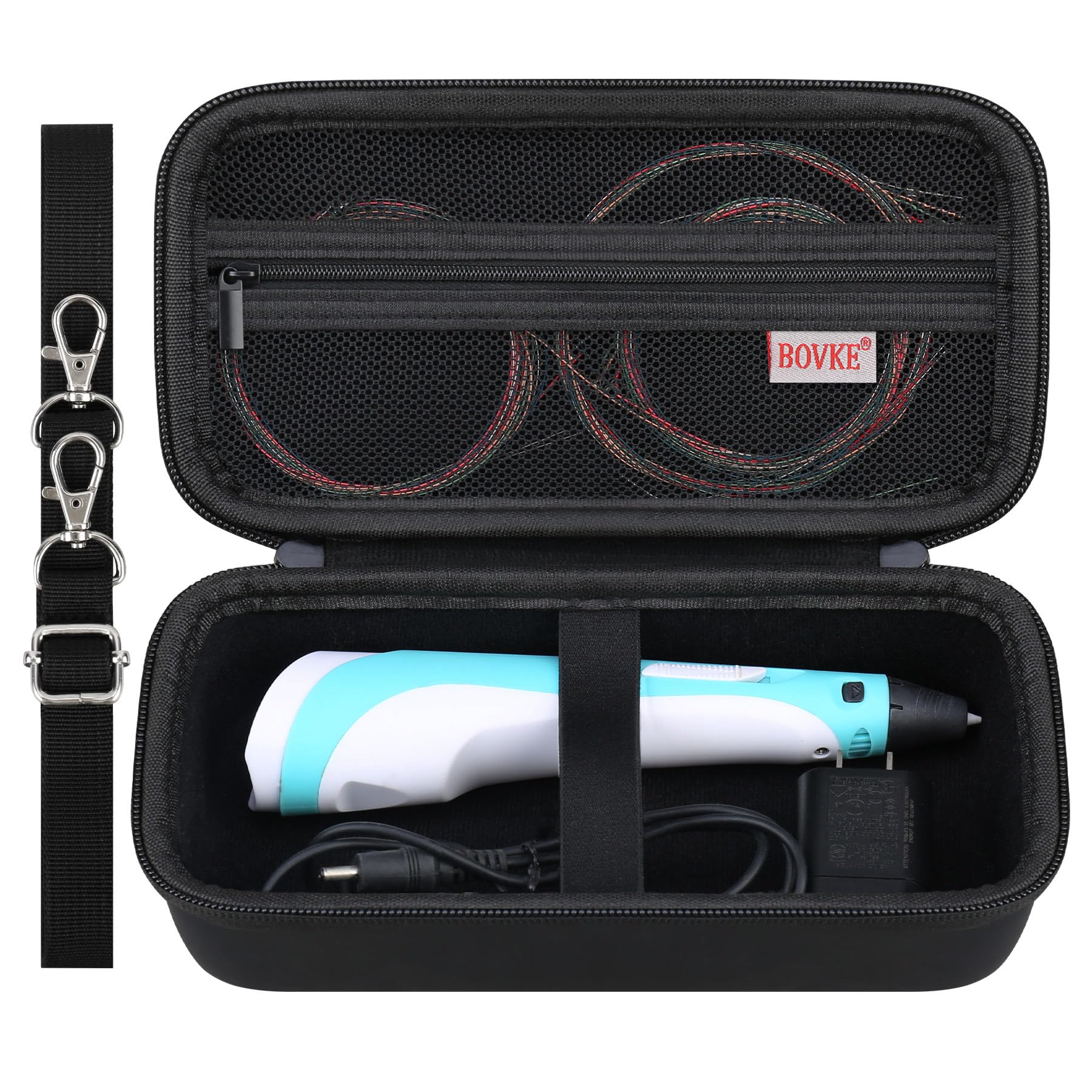 BOVKE Hard Carrying Case for SCRIB3D P1 3D Printing Pen, SCRIB3D P1 3D Printing Pen Travel Case, Mesh Pocket for 3D Pen Refills, Printing Filament, Stencil Book, Cable Accessories, Black (Box Only)