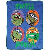 Jay Franco Plush Throw Blanket – 46" x 60" Inches Kids Hero Soft & Cozy Fleece Throw for Bedroom & Couch Décor, Official Licensed Product, Blue - Teenage Mutant Ninja Turtles