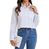 MISMI Womens Cropped Button Down Shirts 2025 Fall Trendy Casual Long Sleeve Crop Tops Button up Lapel Blouses with Pocket