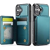 Vinich for iPhone 17 Wallet Case with Card Holder, RFID Blocking Credit Slots Kickstand Shockproof Phone Cover Fit for iPhone 17 6.3" Bluish Green