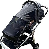 IntiMom Stroller Sun Shade - Universal UV Protection Cover for Strollers Sunshade with See Through, Clip-On Sun Blocker, Sun Shield for Baby, Breathable Adjustable Fit, Full Coverage, Large