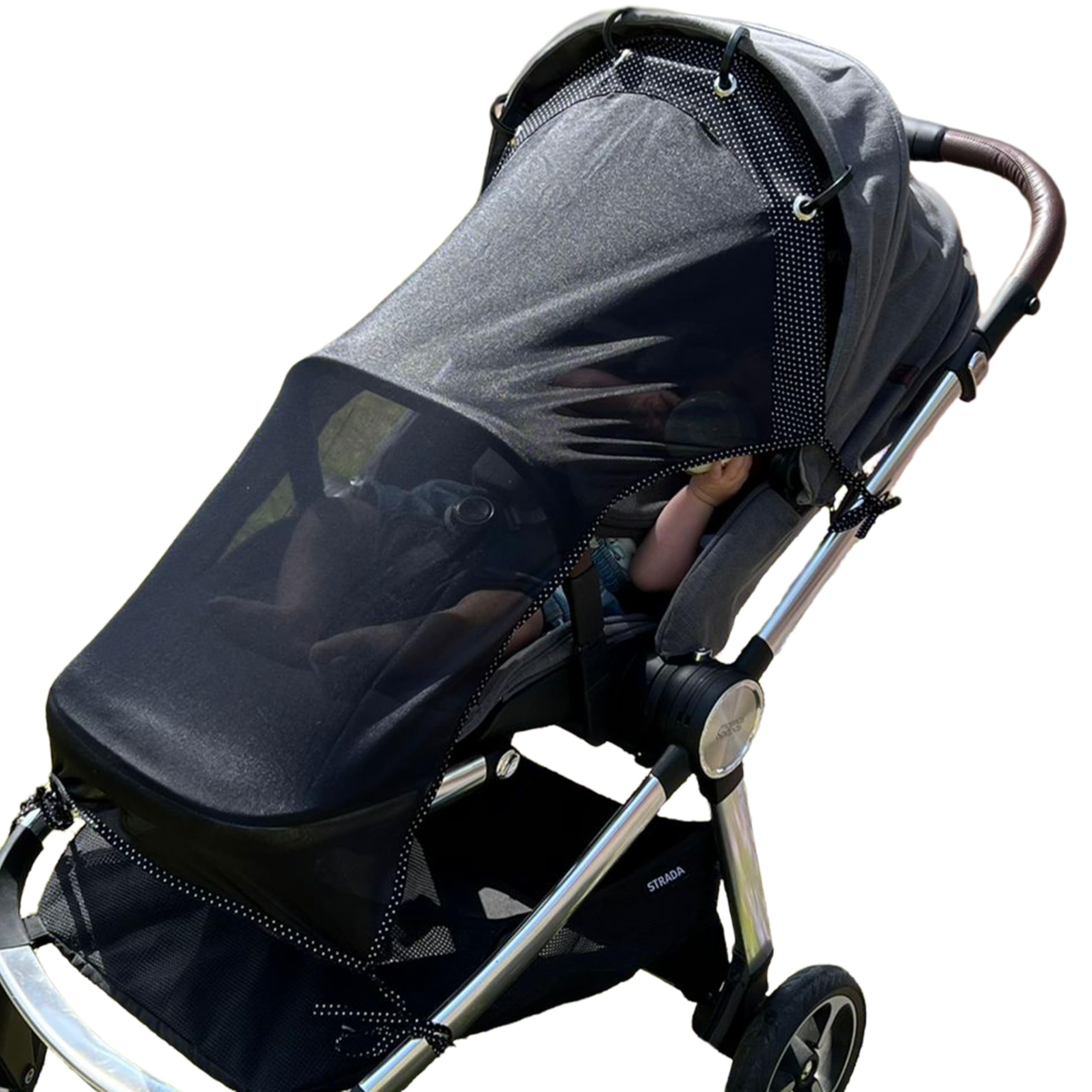Intimom Pushchair Sun Shade - Large See Through Pram Shade, Stroller Sun Shade, Pram Sun Shade, Pram Parasol, Sun Shield for Pushchair, Pram Umbrella Universal with SPF 30+, Pram Sun Shade Cover