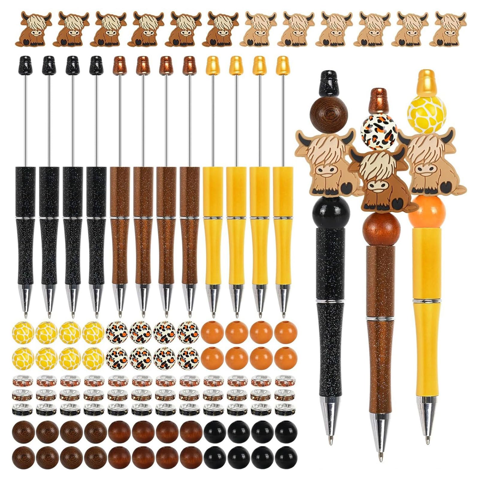 12x Beadable Ballpoint Pen Pen Making Kits Cute Yak Beadable Pens Kits Writing Pen Office Supplies for Student 12x DIY Beads Pens Making Kits Beadable Pens Kits Yak Ballpoint Pens for School