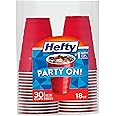 Hefty Party On Disposable Plastic Cups, Red, 18 Ounce, 30 Count