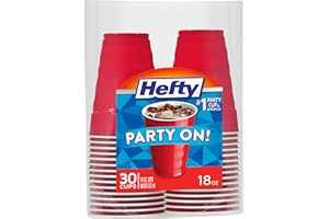 Hefty Party On Disposable Plastic Cups, Red, 18 Ounce, 30 Count