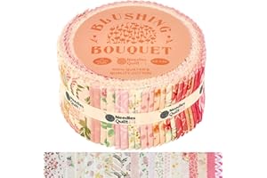 NEEDLES QUILT STUDIO Jelly Roll Fabrics for Quilting Clearance 40 Strip 2.5" x 44" | Cotton Strips Bundles – Perfect Quilting Fabric for Sewing, Precut Quilt Projects, and DIY Crafts (Blushing Bouquet)