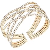Suyi Rhinestone Bracelet Multilayer Gold Cuff Bracelet for Women Crystal Braidal Bracelets