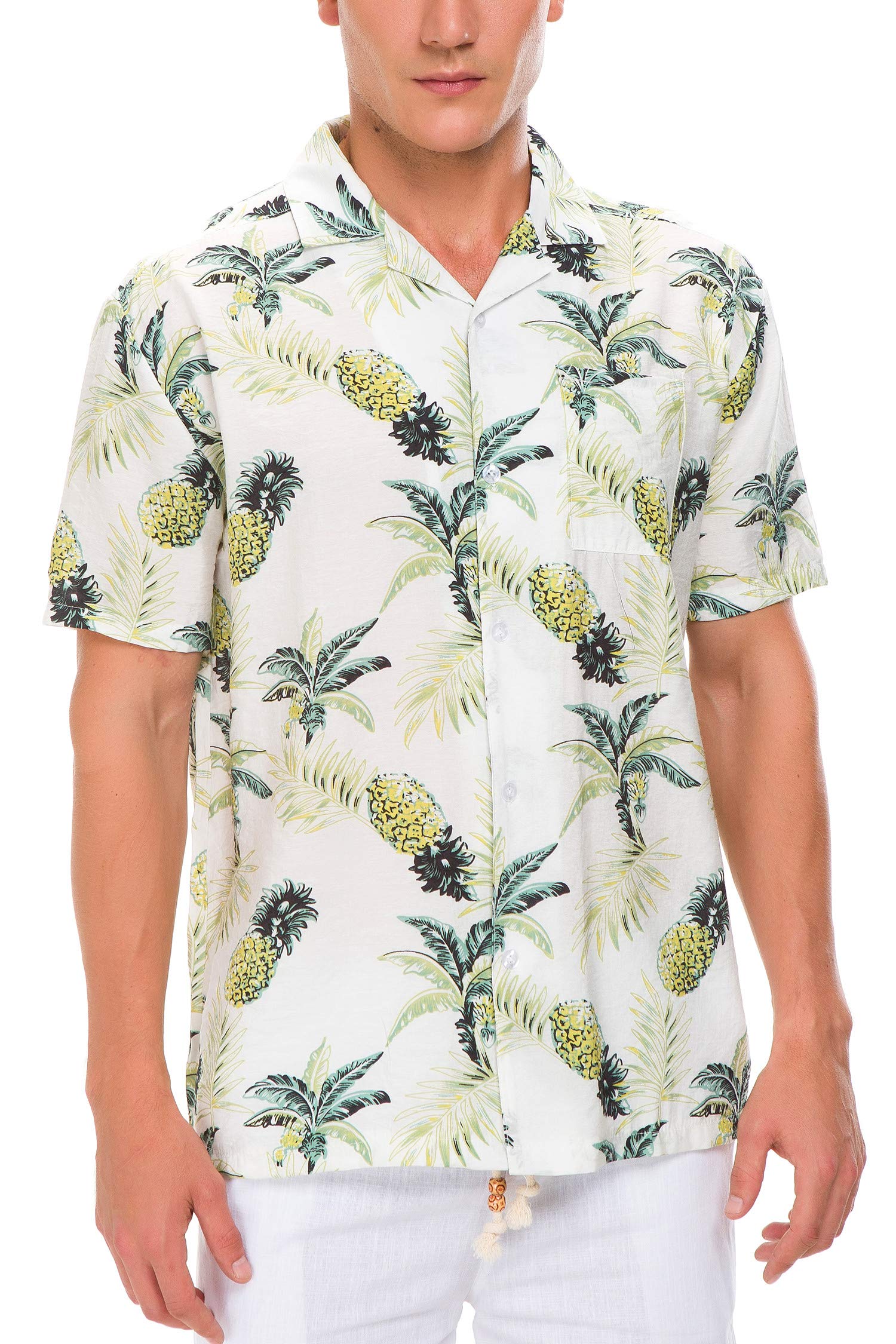 Janmid Mens Floral Hawaiian Shirts Short Sleeve Button Down Beach