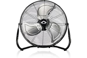 Tech Drive High Velocity Floor Fan,18 inch Heavy Duty Metal Industrial Fans,3 Powerful Speed,360° Adjustable Tilting and All Metal Construction, Black