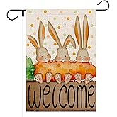 OPULANE Welcome Easter Garden Flag 12x18 Inch Double Sided Bunnies Rabbit for Outdoor Small Burlap Holiday Yard Decoration Flag