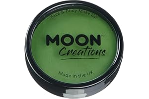 Moon Creations Pro Face & Body Paint Cake Pots Grass Green - Professional Water Based Face Paint Makeup for Adults, Kids - 1.26oz