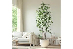 Bailikang 8FT Artificial Ficus Tree-Artificial Plants Indoor,Faux Tree,Tall Fake Plants Indoor Fake Tree Artificial Trees for Home Decor Indoor,Living Room Corner Decor