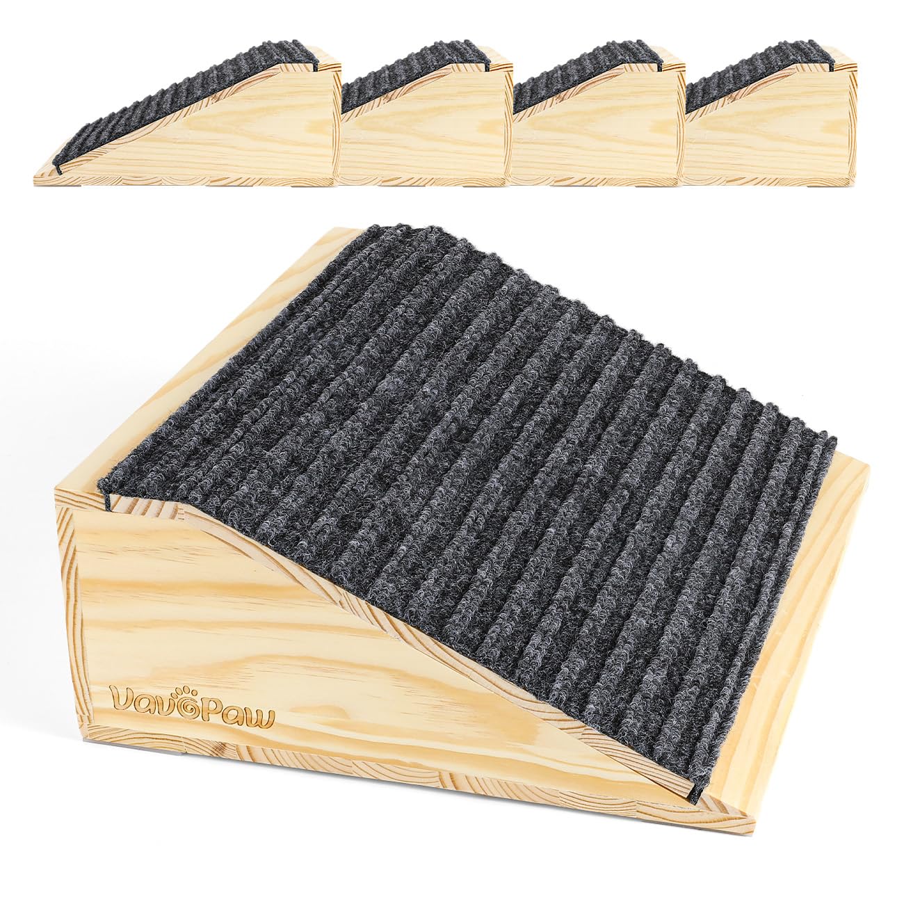 Photo 1 of VavoPaw Dog Ramp for Stairs, Non-Slip Dog Stairs, Sturdy Wooden Pet Steps for Small Dogs and Cats Fits Staircase Indoor, Assist for Injured and Older Pets(4 Pack/S, Light Wood)