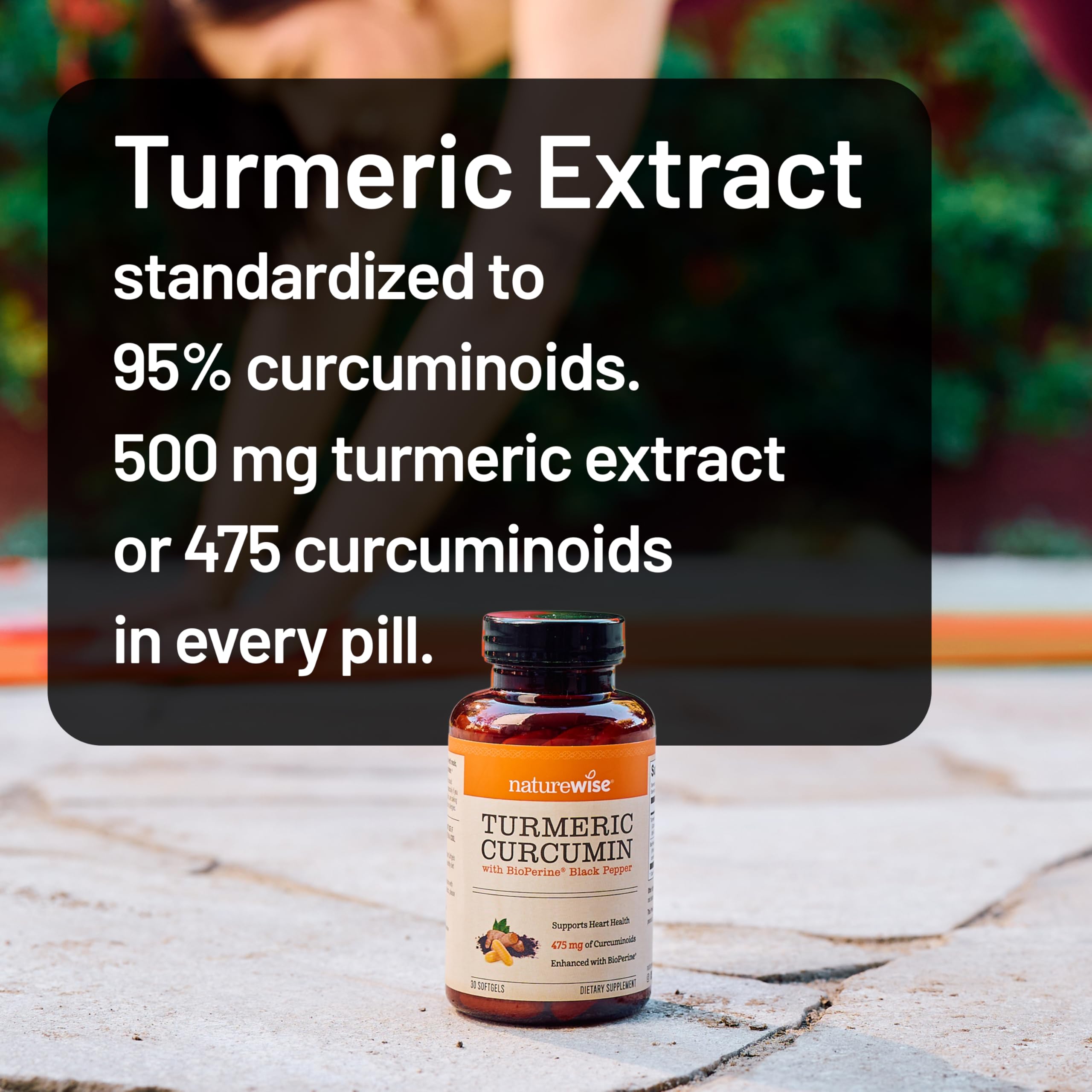 NatureWise Turmeric Curcumin 500mg with Black Pepper Softgels - Extra Strength, Enhanced Absorption - 95% Curcuminoids & BioPerine for Immune Support - Gluten-Free, Non-GMO - 30 Count[1-Month Supply]