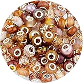 LAIDANLA Brown Mix Large Hole Beads, 100pcs, 14mm, Resin, Plastic, Acrylic, Round, Loose Beads for Jewelry Making, DIY Gifts