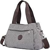 DOURR Hobo Handbags Canvas Crossbody Bags for Women, Multi Compartment Tote Purse Medium Satchel
