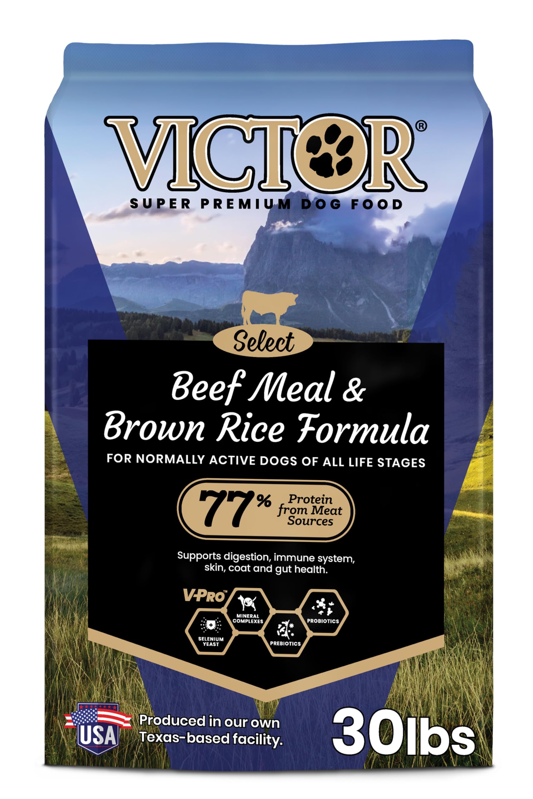 VICTOR Super Premium Dog Food – Select Beef Meal & Brown Rice Formula for Immune and Gut Health – Gluten-Free Beef Meal Dry Dog Food for All Normally Active Dogs of All Life Stages, 30 lbs Image VICTOR Super Premium Dog Food – Select Beef Meal & Brown Rice Formula for Immune and Gut Health – Gluten-Free Beef Meal Dry Dog Food for All Normally Active Dogs of All Life Stages, 30 lbs Image