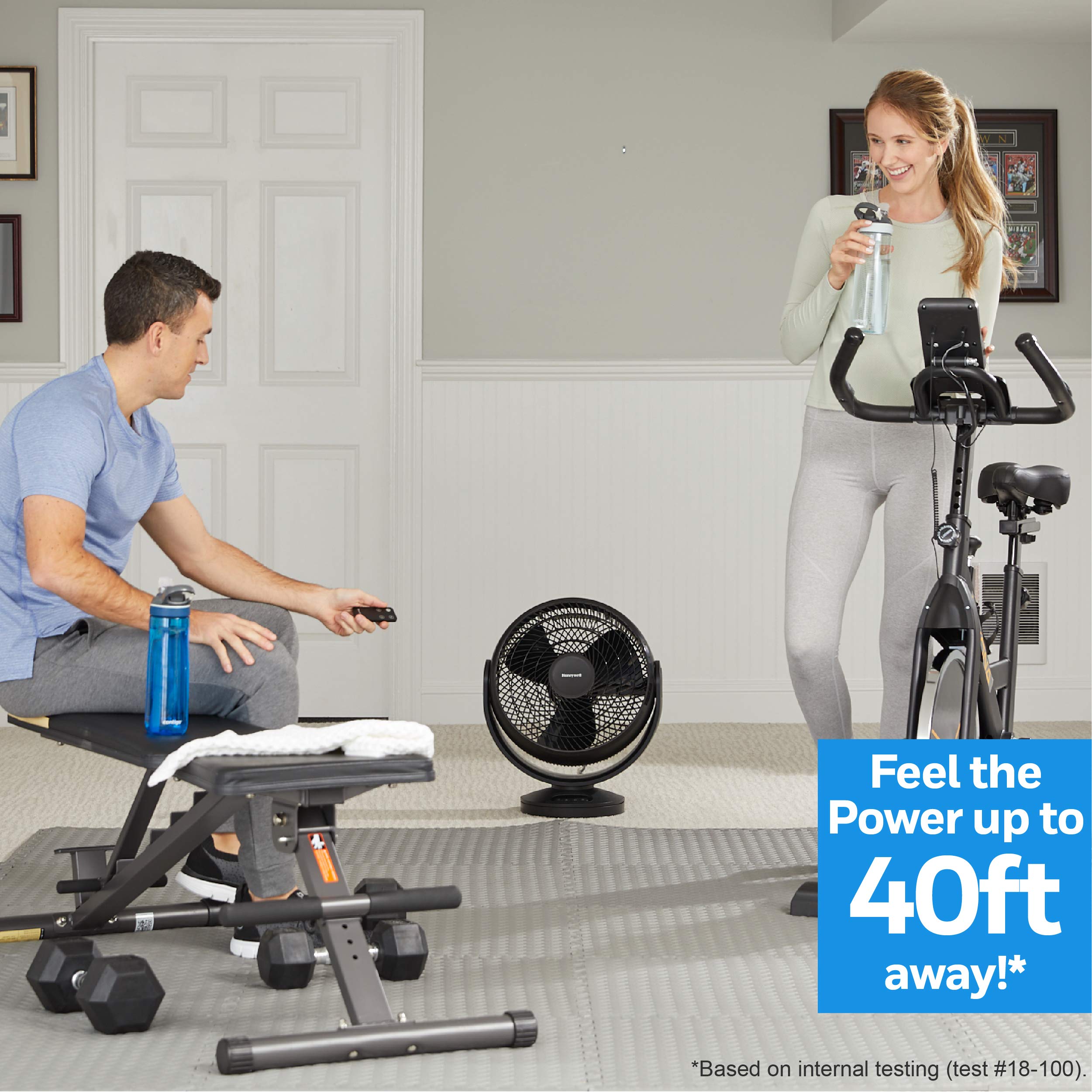 Honeywell HF715 Turbo Force Floor, Small, Black – Oscillating Personal Fan for Home or Office with Remote Electronic LED Controls-3 Speeds and 90 Degree Pivot