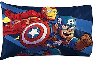 Jay Franco Marvel Super Hero Adventures Charge 1 Pack Pillowcase - Double-Sided Kids Super Soft Bedding - Features The Avengers