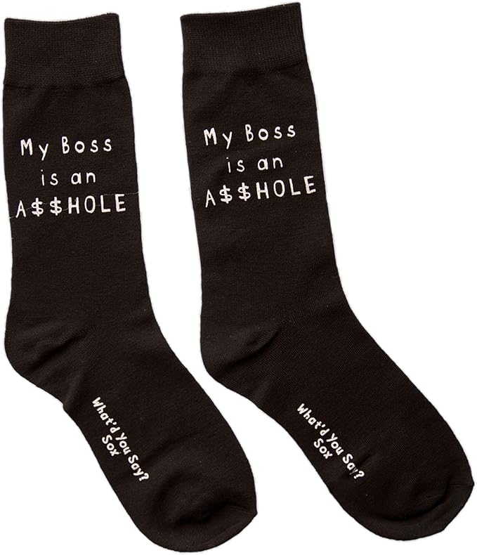 What'd You Say? Sox Novelty Funny Socks "My Boss is an Ahole" One