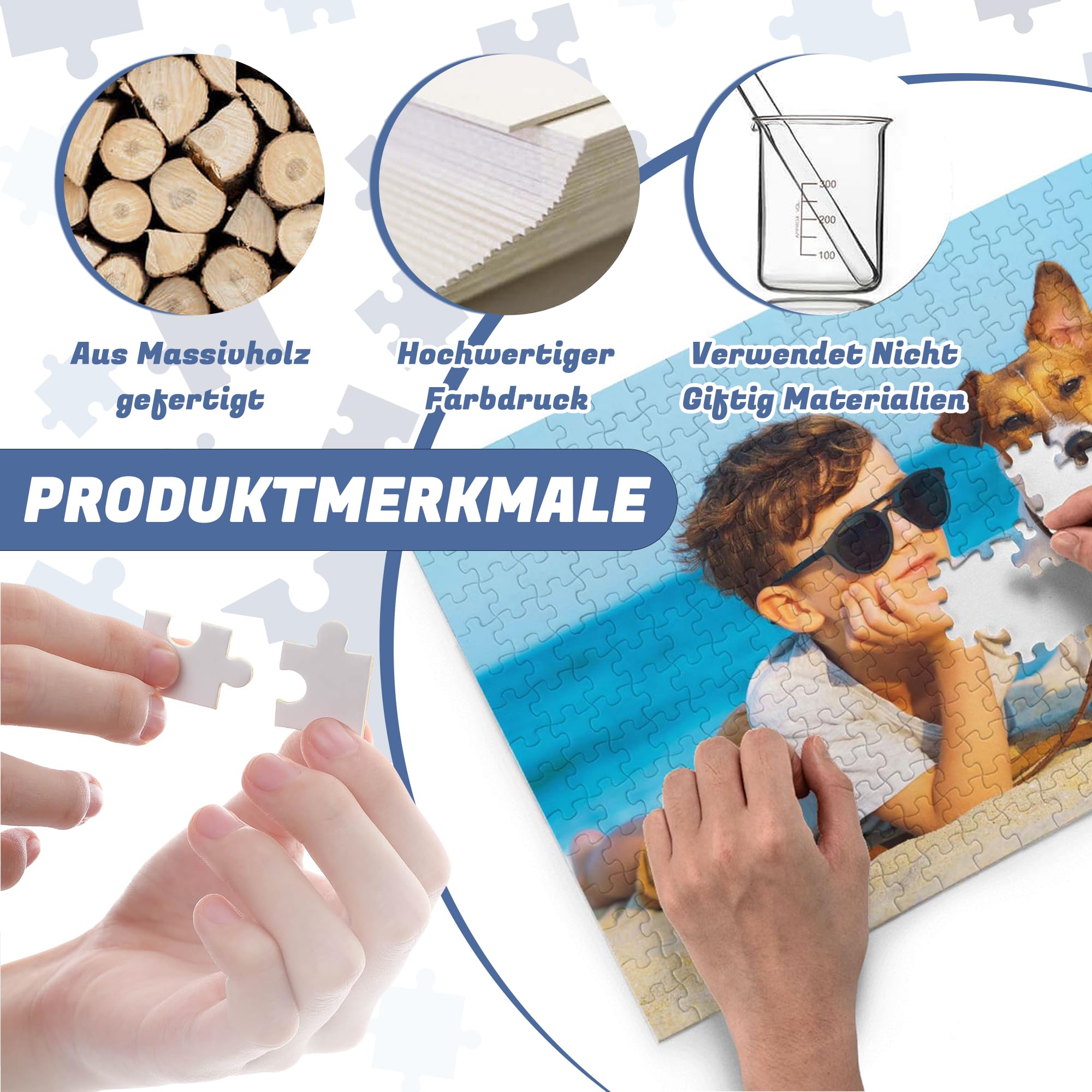Puzzle Personalisiert Foto selbst gestalten, 300/500/1000 Teile Holzpuzzle mit eigenem Bild, personalisierte Valentinstag, Hochzeitstag Geschenke für Ihn und Sie 7