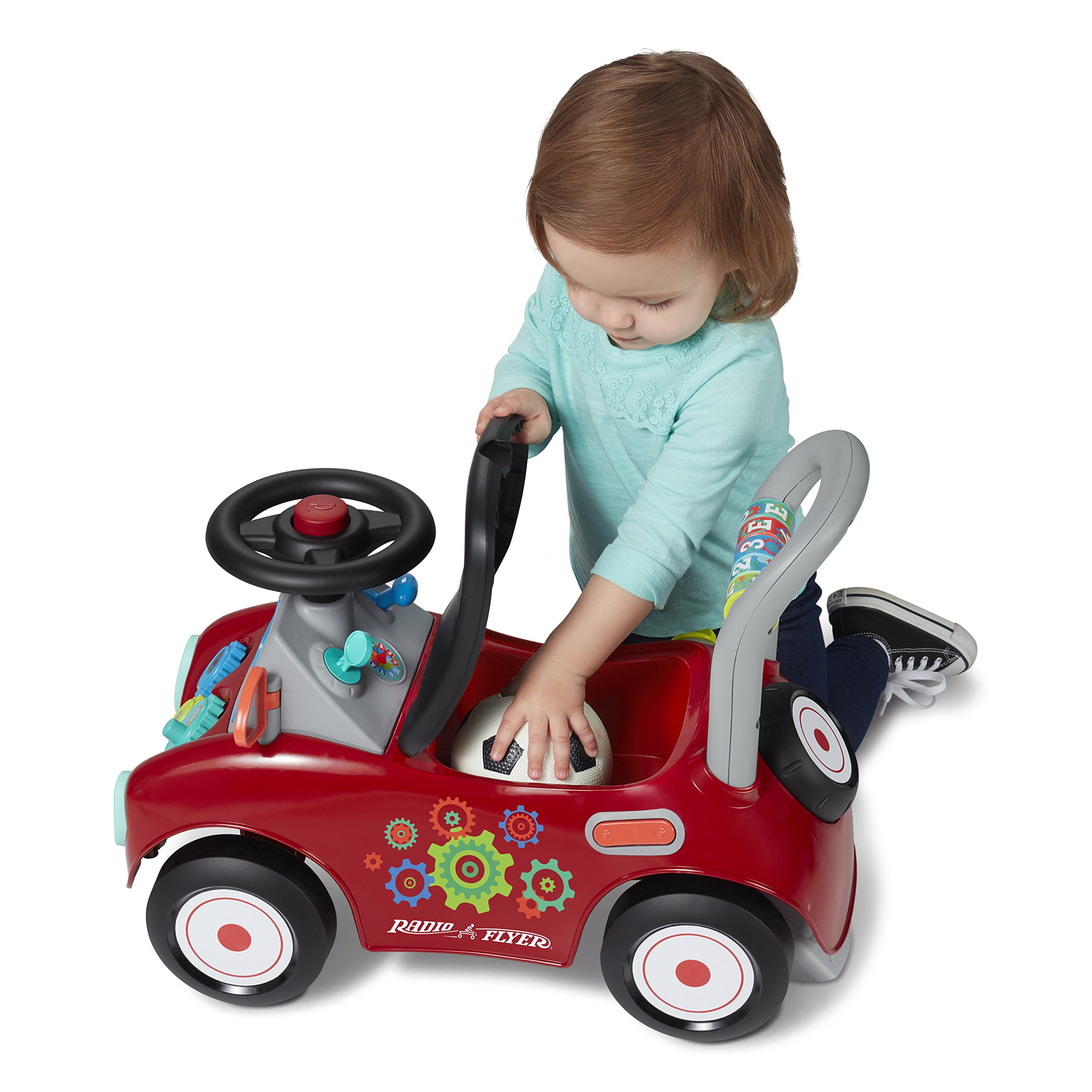 Radio Flyer Busy Buggy, Sit to Stand Toddler Ride On Toy, Ages 13, Red