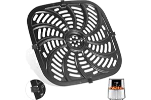 ERICAIR Upgraded Air Fryer Replacement Grill Pan for Chefman 8 QT, Nonstick Air Fryer Plates with Rubber Bumpers, Air Fryer Accessories Replacement Tray, Dishwasher Safe