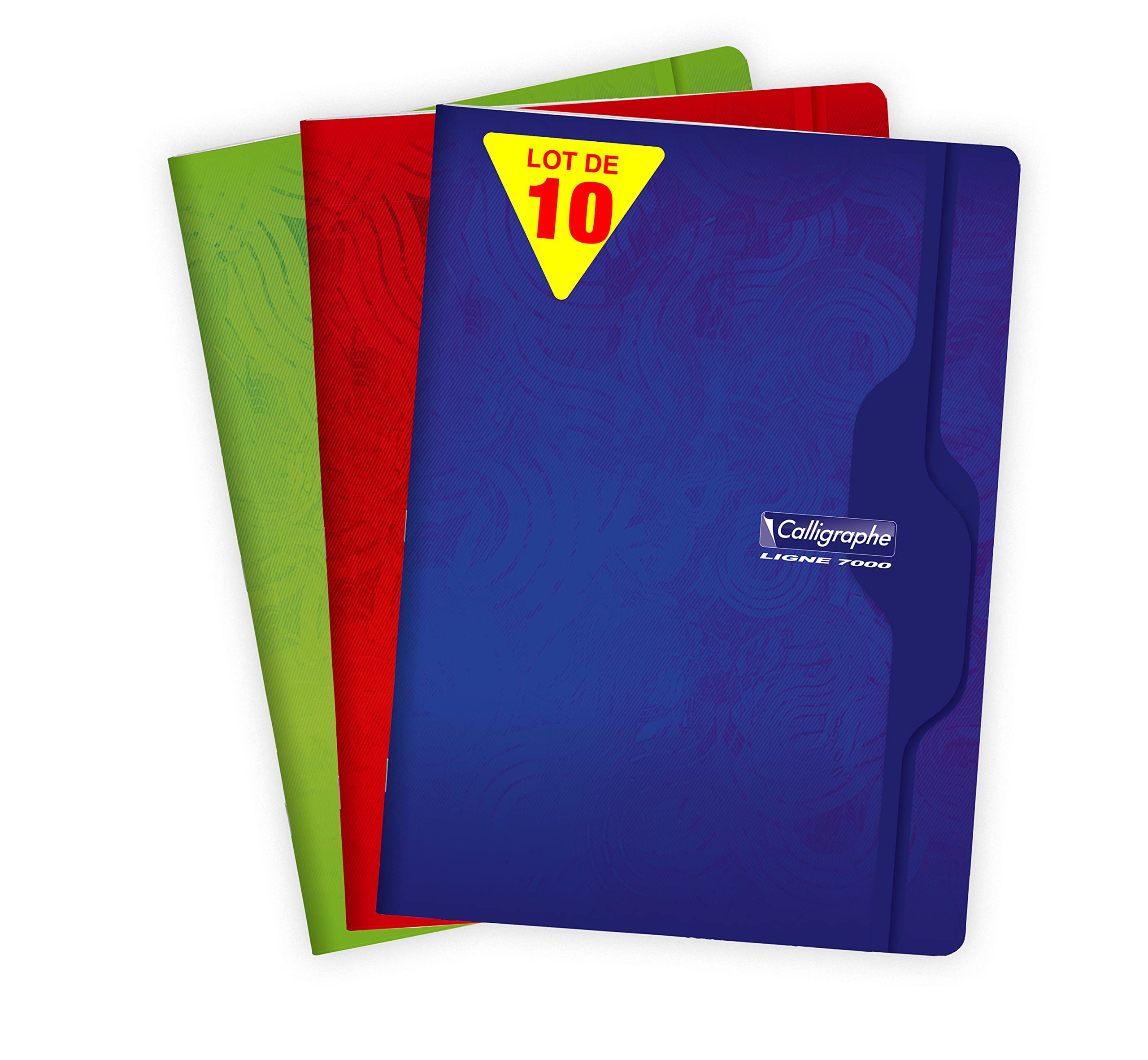 Calligraphe 7493C Set of 10 Stapled Notebooks (Clairefontaine) - 24x32 cm - 96 Seyes Ruled Pages - 70 g White Paper - Varnished Card Cover - Random Colours