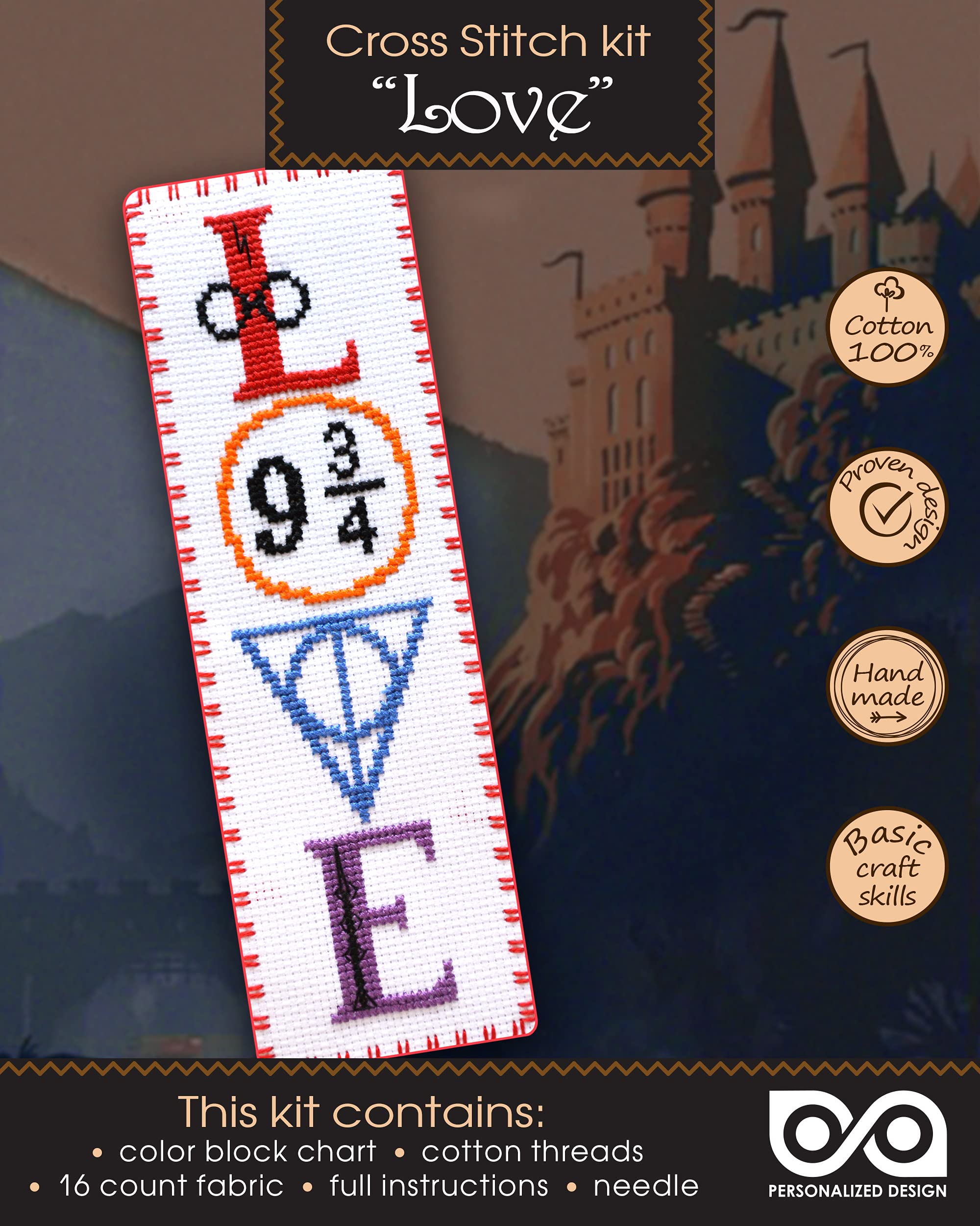 Personalized.Design HP Love Cross Stitch Bookmark Kit