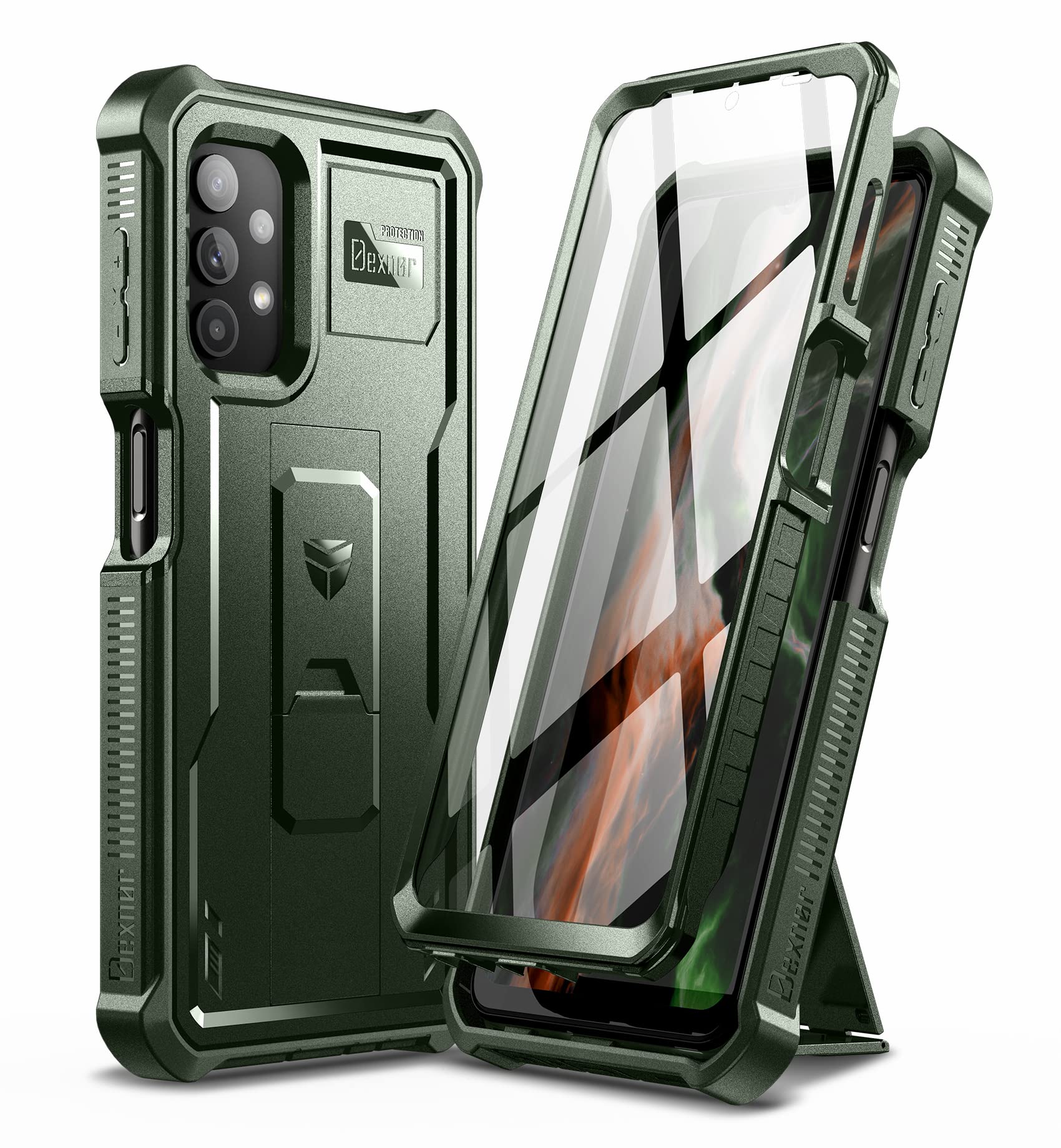 Dexnor for Samsung Galaxy A32 5G Case, [Built in Screen Protector and Kickstand] Heavy Duty Military Grade Protection Shockproof Protective Cover for Samsung Galaxy A32 5G,Army Green