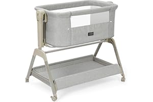 Ezebaby Baby Bassinet Bedside Crib, 3-in-1 Rocking Bassinets Bedside Sleeper with Comfy Mattress and Wheels, 6-Height Adjustable, Stable and Secure Crib for Newborn Infant
