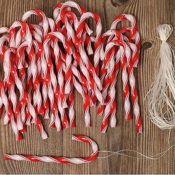 ToBeIT 32pcs Candy Canes Plastic Christmas Tree Hanging