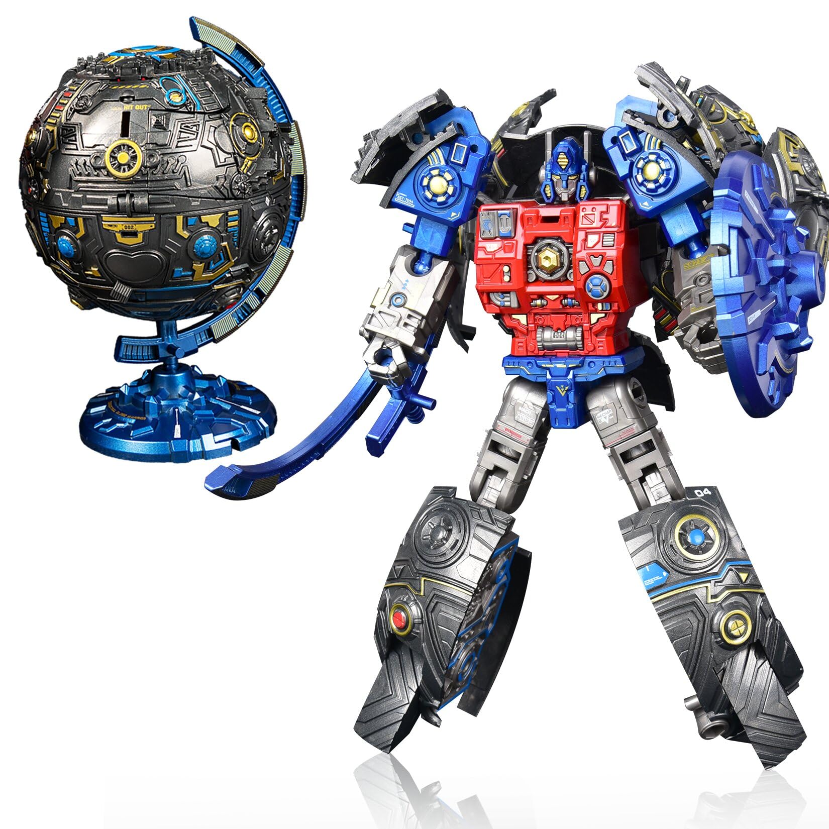 Photo 1 of Hapystar Globe Transforming Toy, 2 in 1 Transform into Robot Action Figure, DIY Transformation Figure Toys for Kids & Adults Action Figures for Boys Party Favors Gift