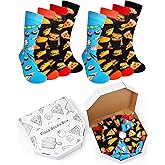 Haysandy 8 Pairs Christmas Novelty Socks Pizza Box Men Fun Patterned Dress Cute Pattern Cotton Socks Gift for Men Women