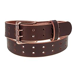 Men’s Classic Leather Belt, Double Prong Retro