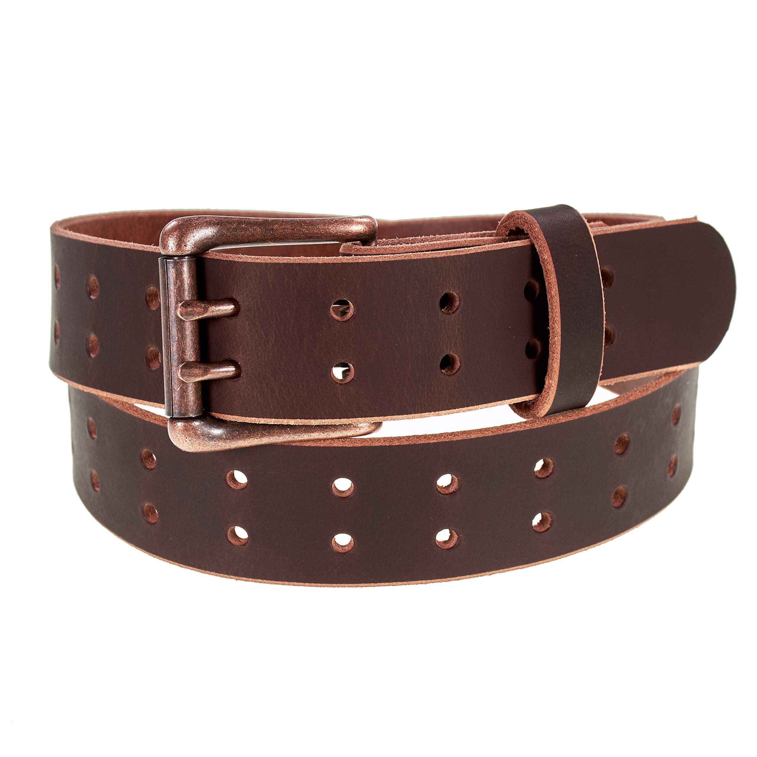 Men’s Classic Leather Belt, Double Prong Retro