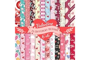 COCUBE+ 24 Sheets Valentine's Day Scrapbook Paper,Funny Origami Pattern Paper for Adults Teens,Dazzling Aesthetics Style for DIY Pattern Scrapbook Card Making