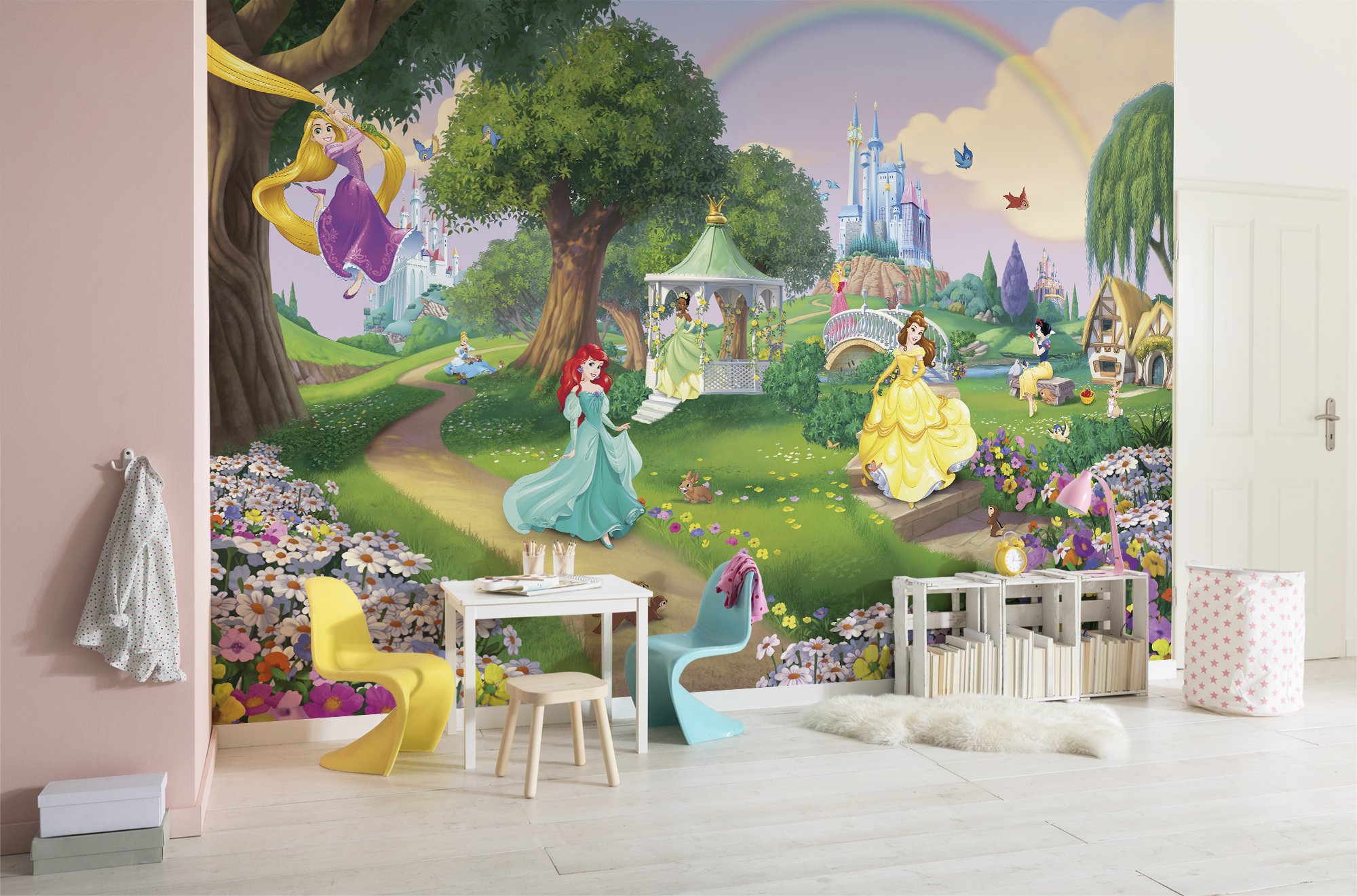 Komar 8 Disney Princess Paper 449 Photo Wallpaper Rainbow, Size: 368 x 254 cm (W x H), 8 Pieces, Including Paste, Made in Germany, Bunt