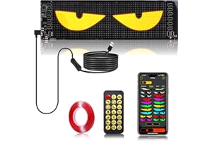 CRILEAL Multi-Panel Sync led Eyes Display 96x16 LED Sign (23.4"x4.73") | USB 5V Programmable Scrolling Text/Animation | APP + Remote for Car/Store Ads（1pcs）