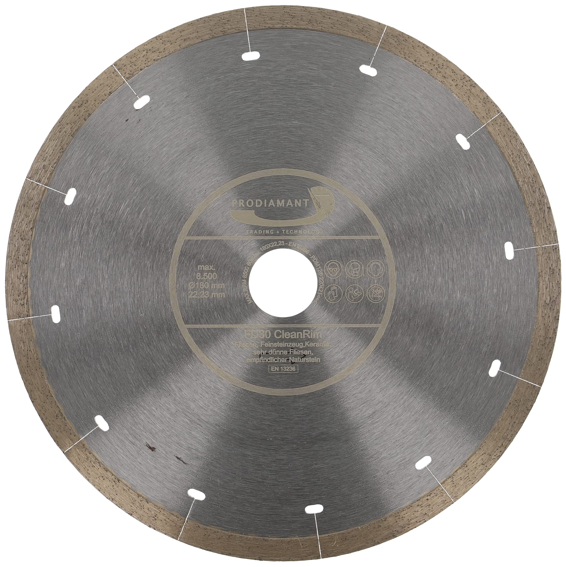 PRODIAMANT FD30 CleanRim Diamond Tile Disc 7" 180 mm for Thin Stoneware, Large Format, Natural Stone Marble Slate and Granite