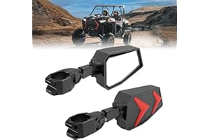 KEMIMOTO UTV Side View Mirrors Fits 1.75-2" Roll Bar Compatible with Polaris RZR 800 900 1000 XP Turbo Pioneer Rhino Mule Teryx Black Orange Blue Red Inserts, Adjustable Aluminum Clamp