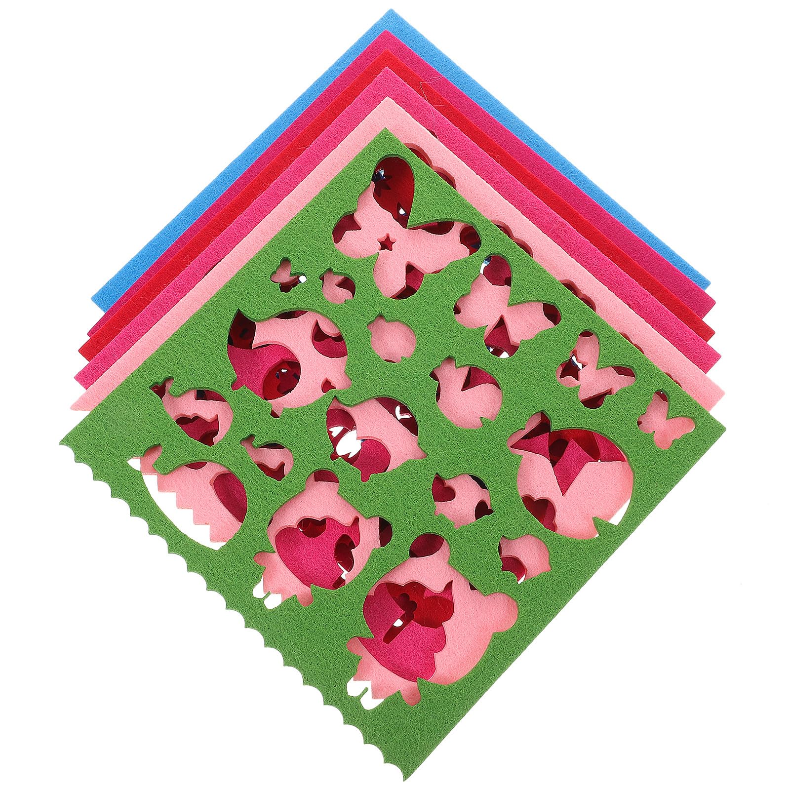 BESTonZON 6pcs Woolen Felting Mold Kit with Tree Cloud Butterfly Flower Squirrel and Number Templates, DIY Needle Felting Craft Stencils for Handicraft Wool Felt Applique