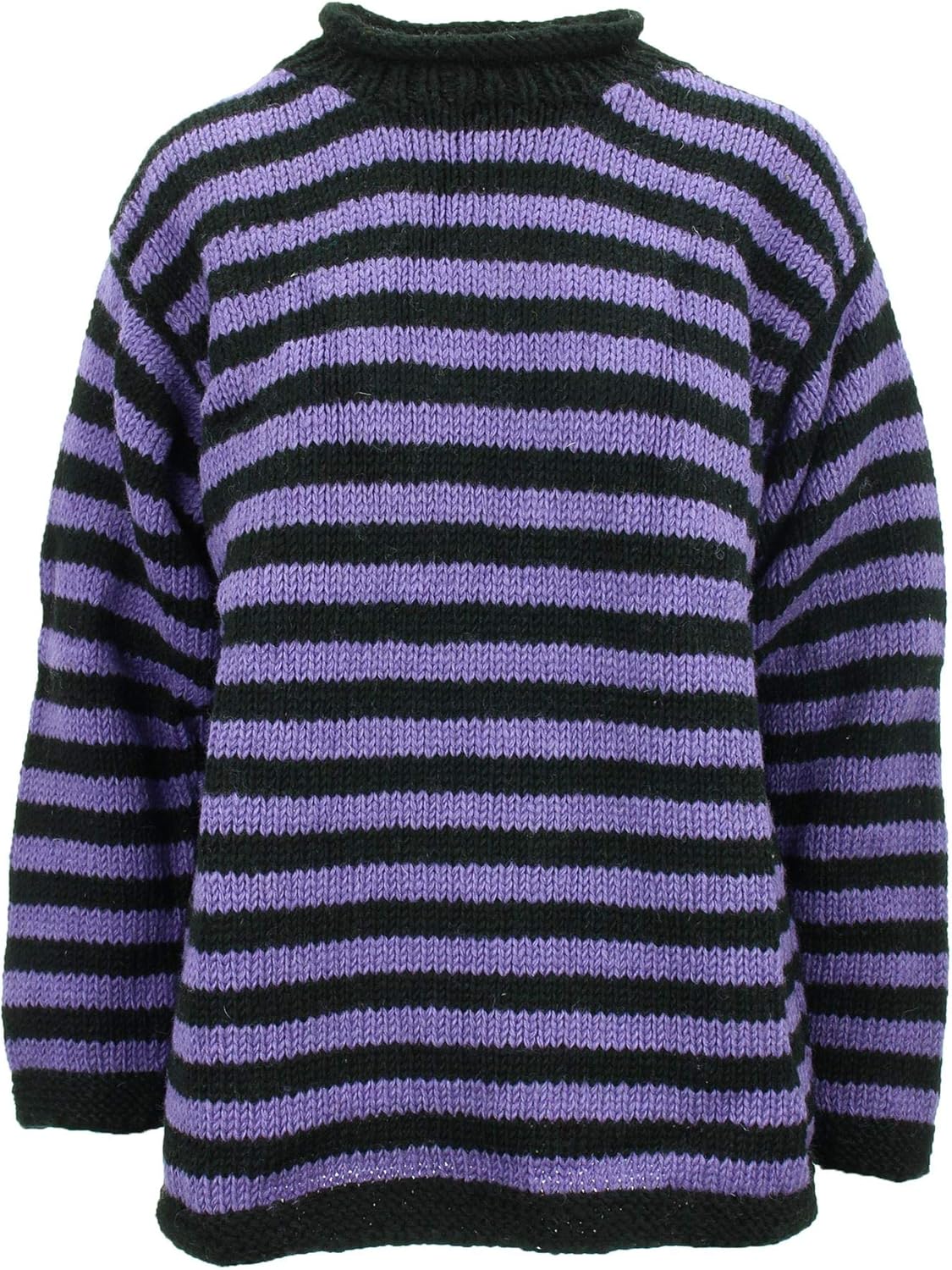 Chunky Wool Knit Light Purple & Black Striped Hippie Jumper S Amazon