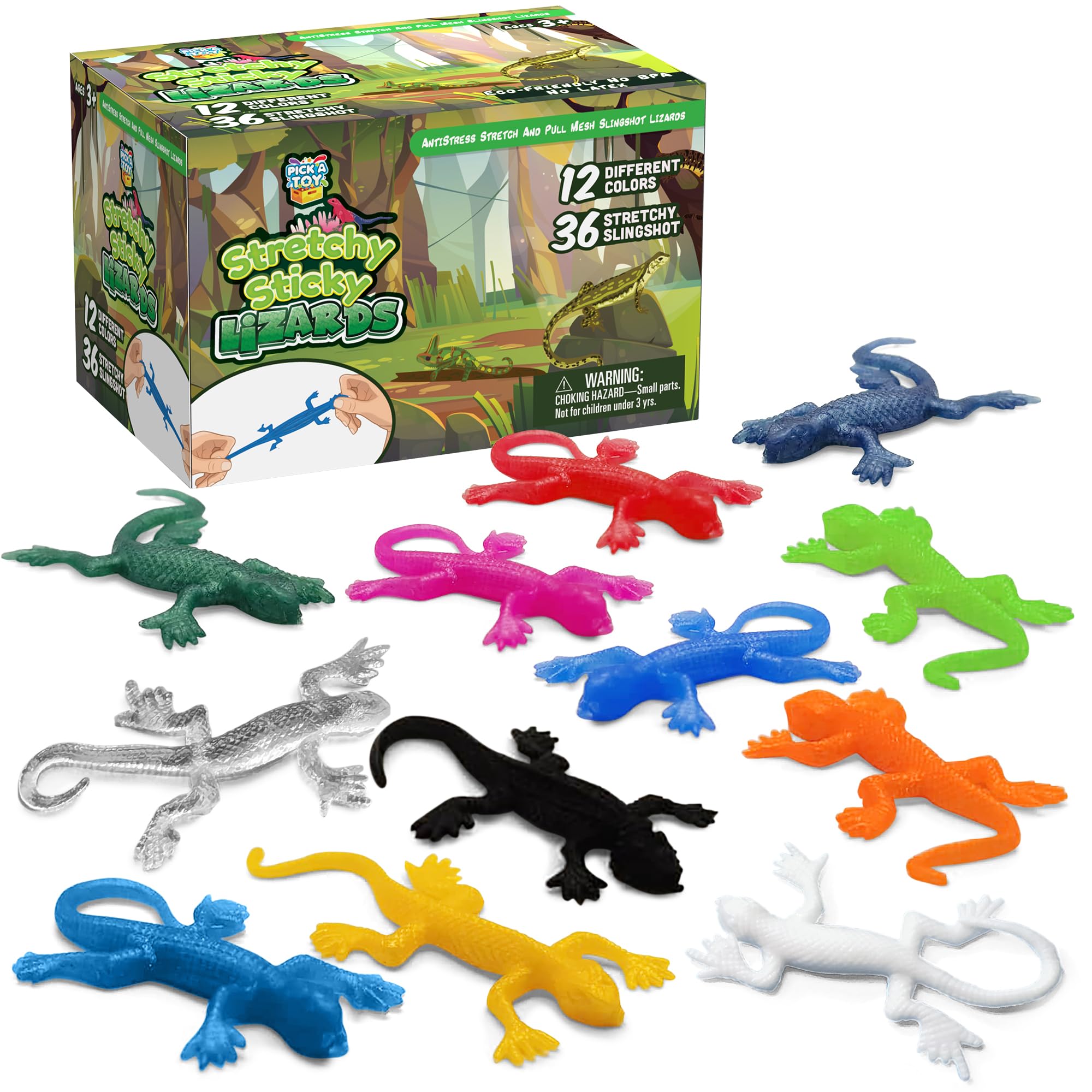Photo 1 of 36 Set Sticky Gecko Lizard Toy Party Favor Slingshot, Stretchy Climbers On Wall for Kids, Goodie Bags, Xmas Stocking Stuffers, Pinata