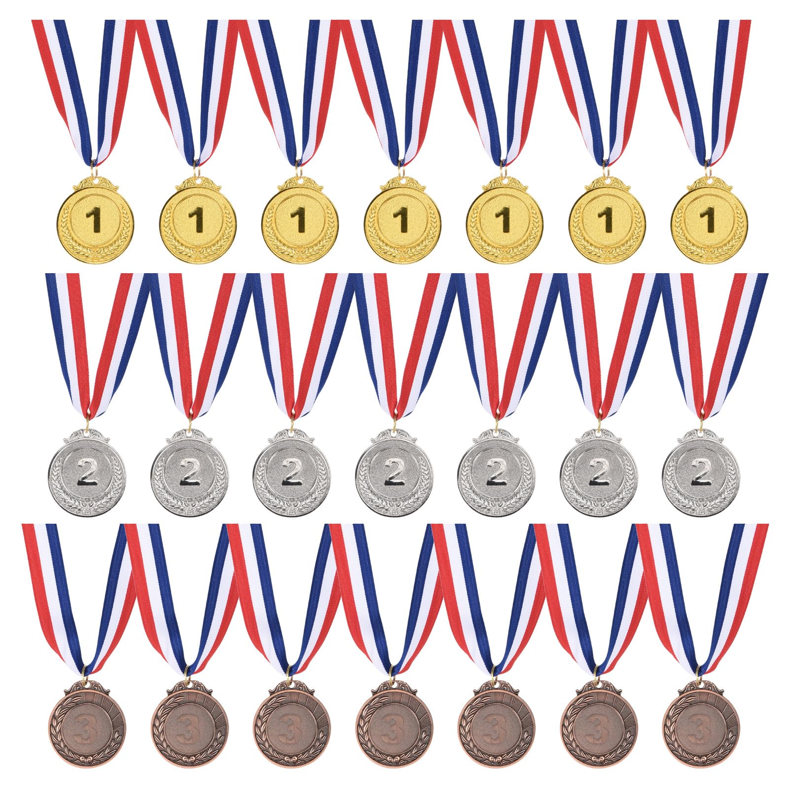 YOKIVE 96 Pcs Gold Silver Bronze Award Metals, Game Award Medals 1st 2nd 3rd Prize with Neck Ribbon for Sport Competition Play (Multicolor, 2-Inches)
