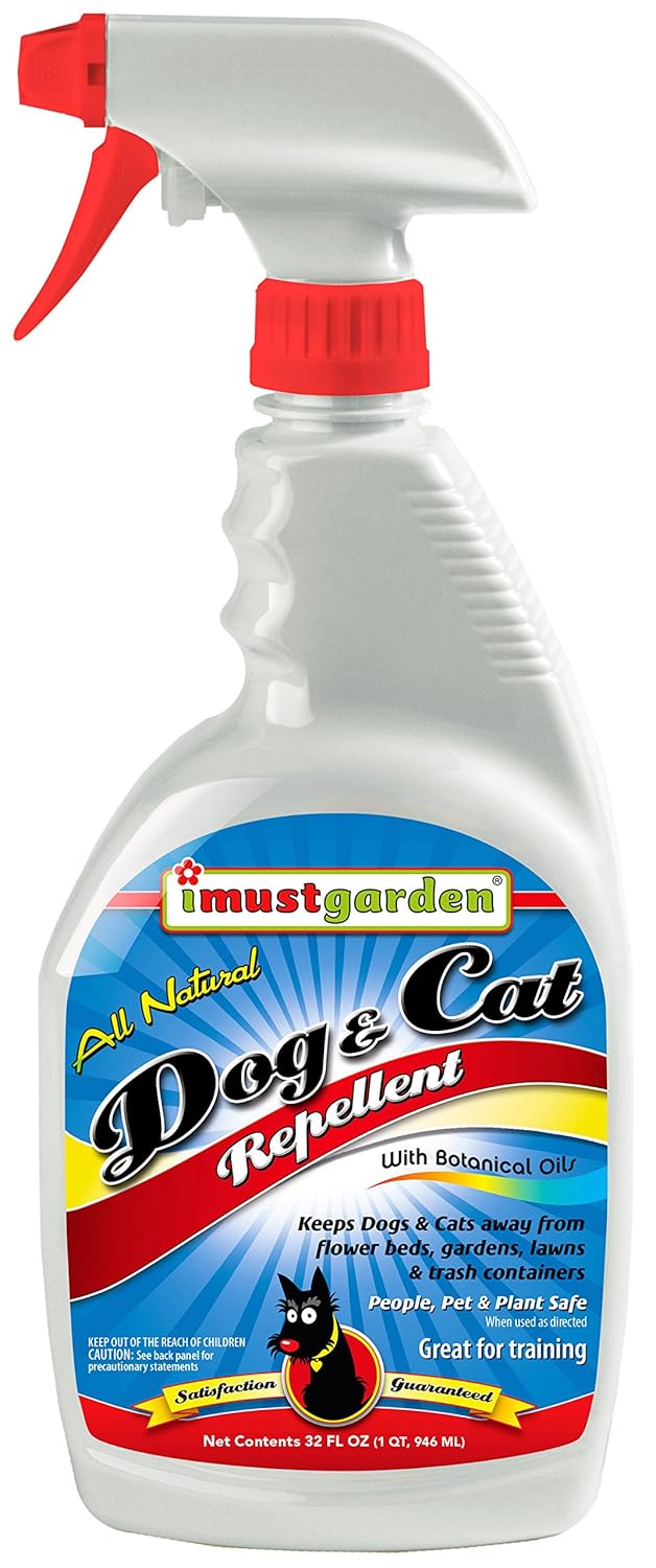 I Must Garden Dog and Cat Repellent: All Natural Spray to Stop Chewing and Repel from Yards, Plants, and Gardens – 32oz Easy Spray Bottle