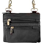 Roma Leathers Motorcyclist Fanny Pack - Four Main Compartments, Shoulder Strap - Black