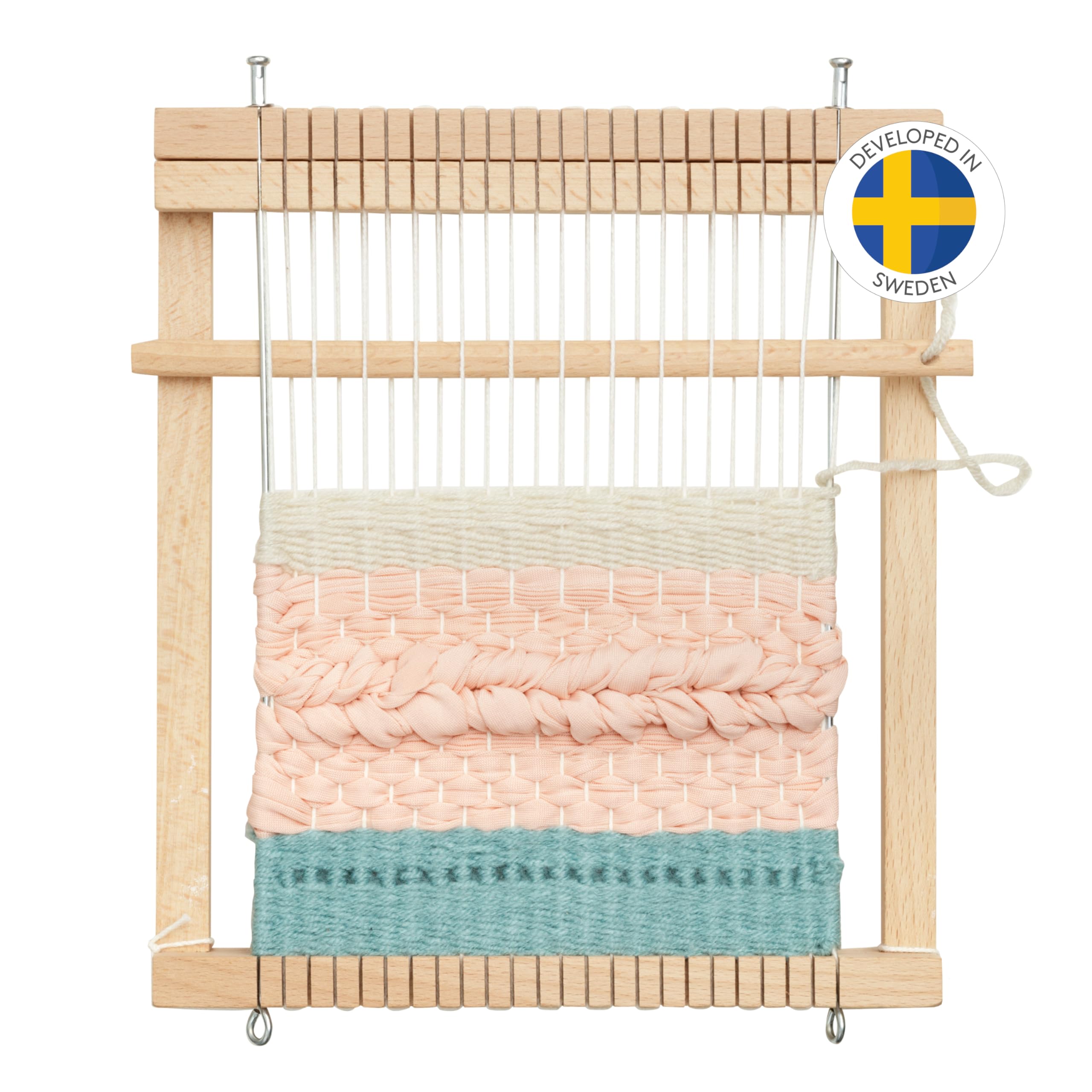 Micki Square Frame Wooden Weaving Loom Kit + Weaving Yarn — Arts and Crafts for Kids — Girls and Boys Gifts — Age 3+